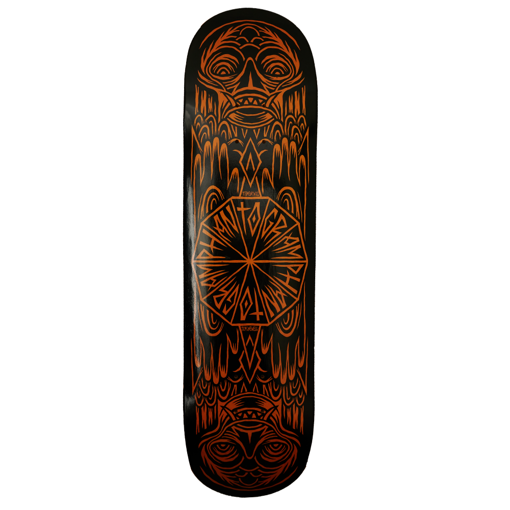 Orange Totem Skate Deck - Bottom